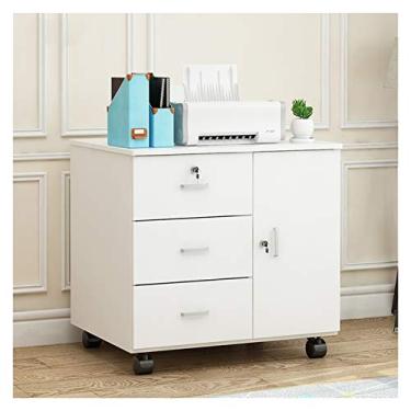 Imagem de Suporte de CPU móvel Suporte de chão de CPU Suporte de madeira para impressora armário de armazenamento com gaveta desktop PC suporte de torre carrinho com 4 rodízios Suporte de torre de PC (Cor: Dourado, Tamanho: latão)