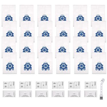 Imagem de Unikstone Pacote com 24 sacos GN compatíveis com Miele Bags Classic C1 Complete C1 Complete C2 Complete C3 S227/S240 S270 S400 S2 S5 S8 Series Aspirador de pó (24 sacos e 6 filtros e 1 escova)