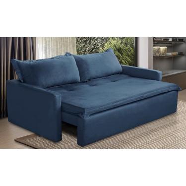 Imagem de Sofá Sem Caixa Retrátil e Reclinável 1,65m com Molas Luzia Suede Azul Madelina Decor