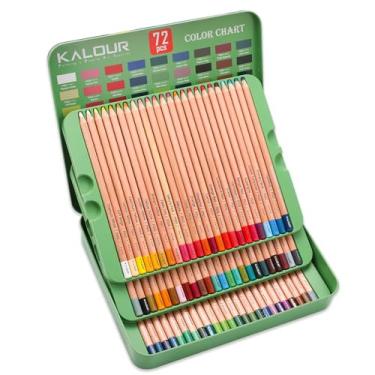 Imagem de KALOUR Lápis de cor pastel profissional, conjunto de 72 cores, lápis de cor carvão para desenhar, esboçar, colorir sombreado, materiais de arte para artistas adultos