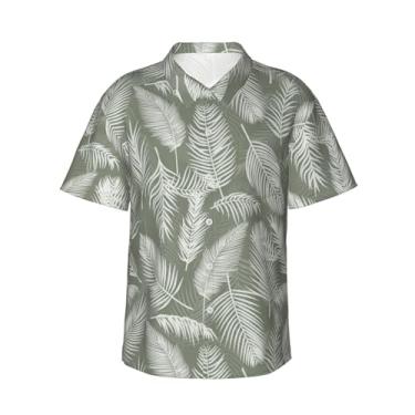 Imagem de Acomfory Camisa masculina havaiana manga curta verão praia tropical estilo temática férias camisa masculina casual abotoada, Folha tropical 1, GG