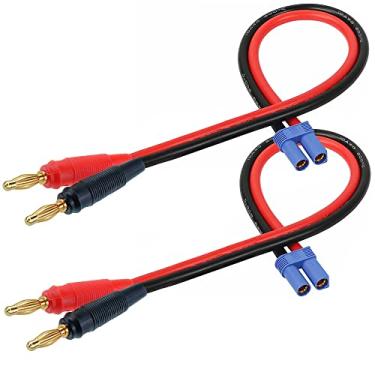 Imagem de QOFOWIN Adaptador de conector EC5, plugue macho EC5 para conector macho banana de 4 mm com cabo de 12AWG 30 cm (11,8 polegadas) para brinquedos de veículos de helicóptero RC, carro quadricóptero