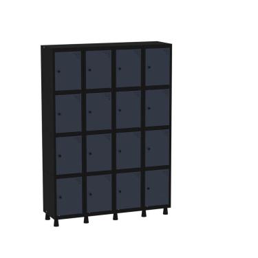 Imagem de Armário Guarda Volume Locker Roupeiro 16 Portas Aço GRP 504/16 Preto/Azul DelRey