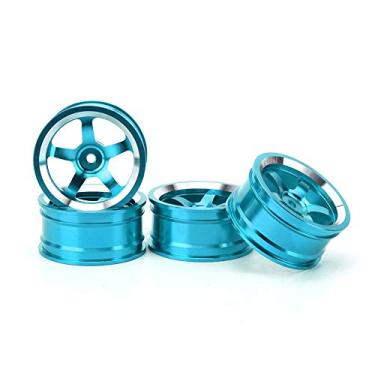 Imagem de Tomotato 4 peças de cubo de roda RC, acessório de cubo de roda de liga de alumínio, peças de atualização de rodas para HSP 94123 Touring Drift Car (azul)