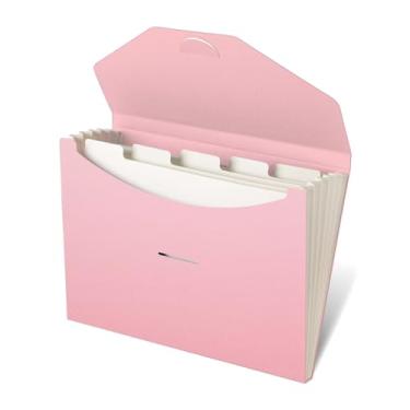 Imagem de Blue Lake ECOLIFE Pasta sanfonada expansível, ecológica, organizador de 6 bolsos, rosa