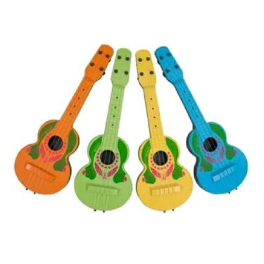 Imagem de Violão Infantil De Plástico 4 Cordas Kit C/5 Unidades Brinquedo Musical Educativo