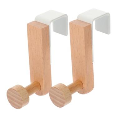 Imagem de LABRIMP 2 ganchos de porta ganchos de madeira rústica cabide de madeira atrás da porta cabide de bambu cabide de madeira natural ganchos sobre porta toalheiro de ferro branco gancho de chapéu estilo