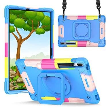 Imagem de Capa para Galaxy Tab S8 Plus/Galaxy Tab S7 FE 5G, capa infantil/S7 Plus de 12,4 polegadas, capa resistente à prova de choque com alça e suporte giratório de 360° para Samsung Tab S8 Plus/S7+/S7 FE de