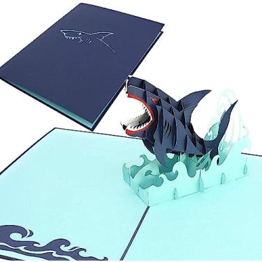 Imagem de PopLife Great White Shark 3D Cartão Pop Up do Dia dos Pais - Cartão Pop Up de Aniversário do Oceano do Dia dos Pais, Parabéns, Fique Bem - Dobrável para Correspondência - Para Amigo, Para Filha, Para