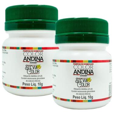 Imagem de Kit 2 Adoçante de Stévia 100% Natural Color Andina Food 10g