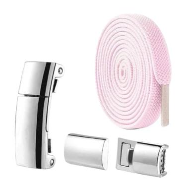 Imagem de Lock Shoelaces Without Ties Flat Elastic Laces Sneakers Boots No Tie Shoelace Rubber Bands For Shoes Accessories(Pink)