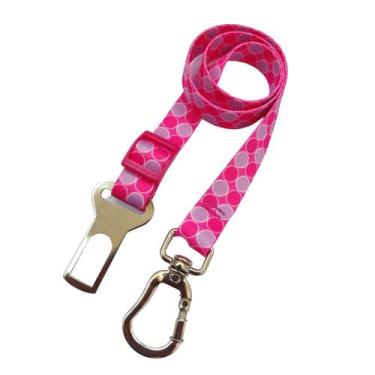 Imagem de Cinto de Segurança Para Cachorro com Trava Rosa Bolinhas - Única Mix