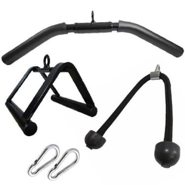 Imagem de Kit 3 Barras Puxadores Triceps Pulley Curvo Corda Triângulo - Famafit,