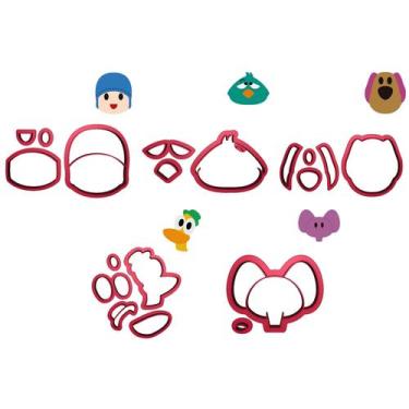 Imagem de Kit 5 Cortadores Modulares Turma Pocoyo - DOCE IMPRESSO,  8cm