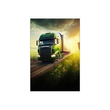 Imagem de Painel De Festa Vertical 1,50 x 2,20 - Caminhão Verde na Estrada 003 -