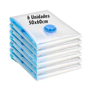 Imagem de Kit 6 Sacos À Vácuo Organizador De Roupas Edredom 50x60cm - Top Útil, 