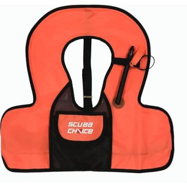 Imagem de Scuba Choice Colete infantil de snorkel com bolso frontal e apito, laranja