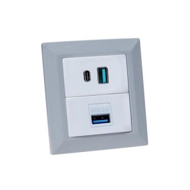 Imagem de Espelho de Tomada Duplo Chanfrado 1 USB Dados 2Usb 9.0A Cz - CONNECT C
