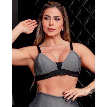 Imagem de Top Feminino com Alças Reguláveis e Bojo Removível - Fitmoda, Mescla, 