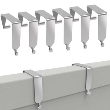 Imagem de KOPKIO 6 ganchos sobre a porta cabides de cubículo de escritório, ganchos de parede de cubículos, ganchos de metal para divisória de painel universal para pendurar lixeiras, chaves, quadro branco,