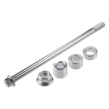 Imagem de A ABSOPRO Eixo dianteiro traseiro com bucha e parafuso M12 220 mm Dirt Bike Scooter ATV roda eixo liga de aço prateado