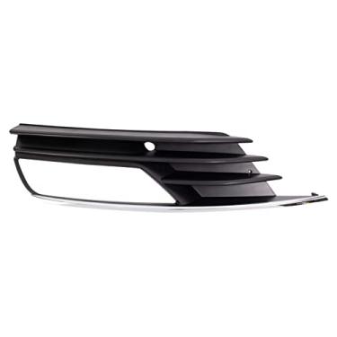 Imagem de TRQ Luz de neblina frontal esquerda moldura cromada e preta do lado do motorista compatível com Audi A3 AU1038129 2015-2016