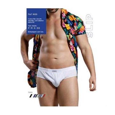 Imagem de Kit 3 cuecas slip algodão tamanho p ao gg marca nawes n05, G