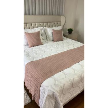 Imagem de Kit Peseira Manta Tricot Sala Cama Queen Sofá 230x60cm Veneza + 2 capa