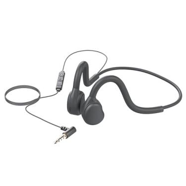 Imagem de Fones de ouvido esportivos de orelha aberta, com fio, faixa de pescoço, fones de ouvido de corrida com microfone de 3,5 mm/conector tipo C, controle em linha, fone de ouvido estéreo para escritório,