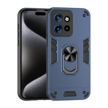 Imagem de Pzwoxukhov Capa compatível com Motorola Edge 50 Neo, compatível com Motorola Edge 50 Neo suporte embutido para carro magnético à prova de choque e antiqueda, capa azul