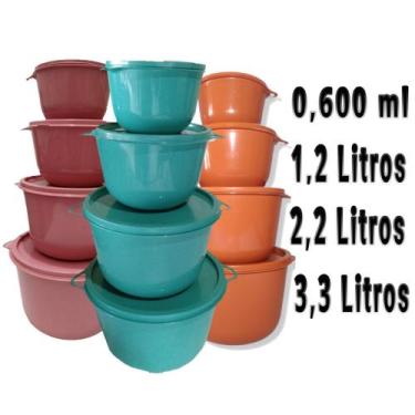 Imagem de Kit com 10 conjunto 4 peça vasilhas Plastico Atacado - Dom Artesanal