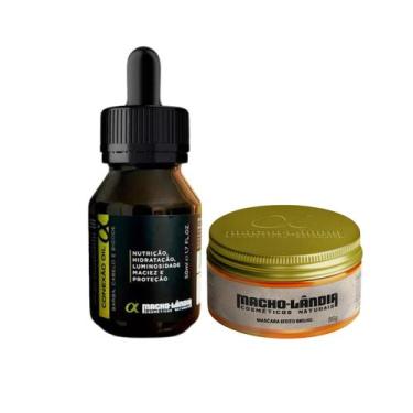 Imagem de Kit Pomada Cabelo Masculino 86g  +Oleo De Barba Macholandia - Macho Lâ