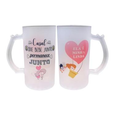 Imagem de Caneca Vidro Chopp Casal Que Bebe Junto Permanece Junto - GMH Prod. Se
