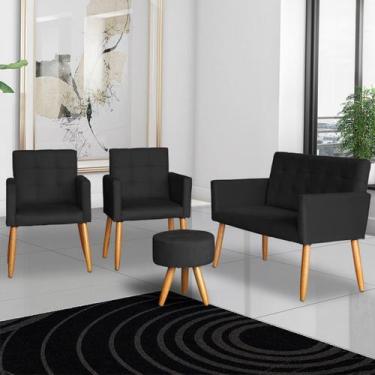 Imagem de Kit Sofá 1 Namoradeira 2 Poltronas Puff para Sala de Espera recepção c