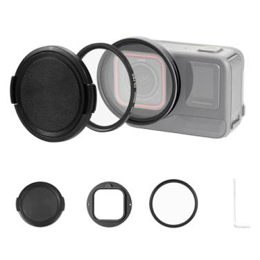 Imagem de PULUZ Kit de filtro de lente para câmera Insta360 Ace Pro, moldura de liga de alumínio, anel adaptador de filtro de lente UV de 52 mm com capa de lente para acessórios de câmera de ação Insta360 Ace