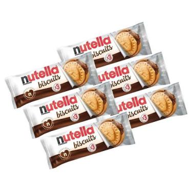 Imagem de 6 nutella biscuit biscoito wafer creme de avelã ferrero 41g