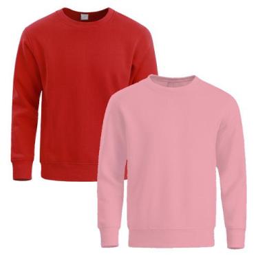 Imagem de Kit 2 Moletom Masculino Liso Treino Frio Gola Careca Slim - Quero Shoe