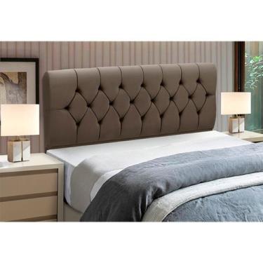 Imagem de Cabeceira Cama Box King Size Estofada Madeira Madri - D'Julia, Marrom