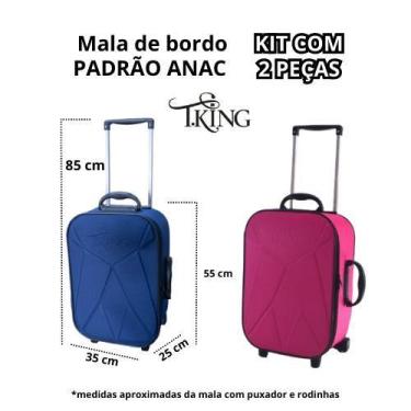 Imagem de Kit mala de viagem pequena de bordo (2 peças) - T.King, Azul, Rosa