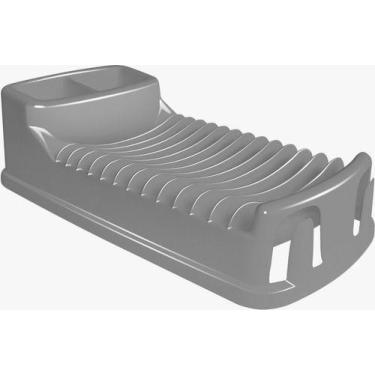 Imagem de Escorredor De Louças Pequeno Plástico 12 Pratos Copo - Injetemp, Cinza