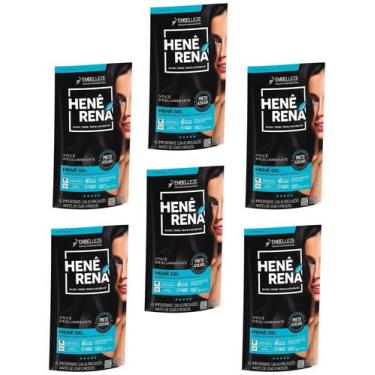 Imagem de Hene em Gel Rená Preto Azulado (Preto Forte) 02x180gr Alisa, tinge e D