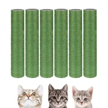 Imagem de BNOSDM Pacote com 6 peças de reposição para arranhar árvore de gato M8 para gatos interiores torre corda arranhador refil de mastro de sisal natural peça para acessórios de recondicionamento verde sobressalente 38 x 6 centímetros