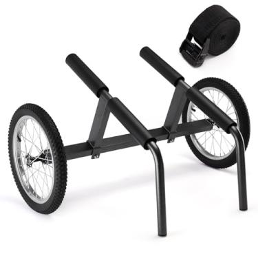 Imagem de Morohope Carrinho de praia de caiaque, largura ajustável de 14 a 74,9 cm, carrinho de caiaque universal resistente com rodas de 40,6 cm, capacidade de peso resistente de 136 kg