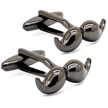 Imagem de Abotoaduras de barba de bigode de urso da HONEY para camisetas masculinas de casamento, presente de negócios 22mm x 8mm Preto