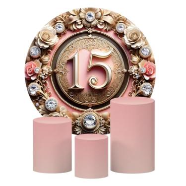 Imagem de Kit 4 Capas Decorativas Para Festa de 15 Anos Sublimado Várias Estampas - Tecido Premium - Para Festas, Eventos e Datas Comemorativas. (Rosa)