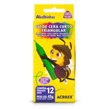 Imagem de Giz Triangular Curto Com 12 Cores, Acrilex, 094120000, Multicor