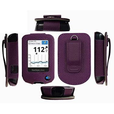 Imagem de Capa de couro ajustada com protetor de tela (inclui cordão) para Freestyle Libre 3, Freestyle Libre 2 (Roxo)
