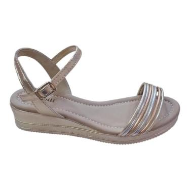 Imagem de Sandália Infantil Pampili Anna Tiras Metalizada Dourada (Metalizada Dourada, BR, Criança de 9 a 12 anos, Numérico, P, 29)