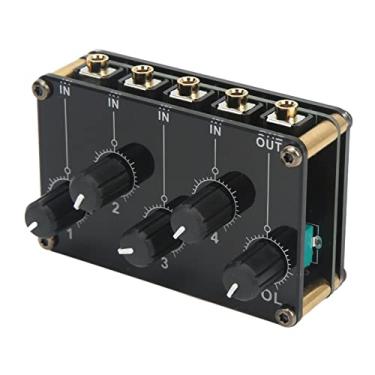 Imagem de Mini Misturador de Som, Mixer de áudio de Tamanho Compacto 4 Entrada 1 Saída de Saída Console de Mistura Passiva Placa de Som Estéreo Portátil