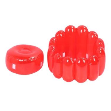 Imagem de Cadeira Inflável Ao Ar Livre Divertida e Vibrante sofá de Sopro para Festas e Reuniões, Adequado para Sessões de Piscina e Jogos, 29.5x22in (Vermelho)